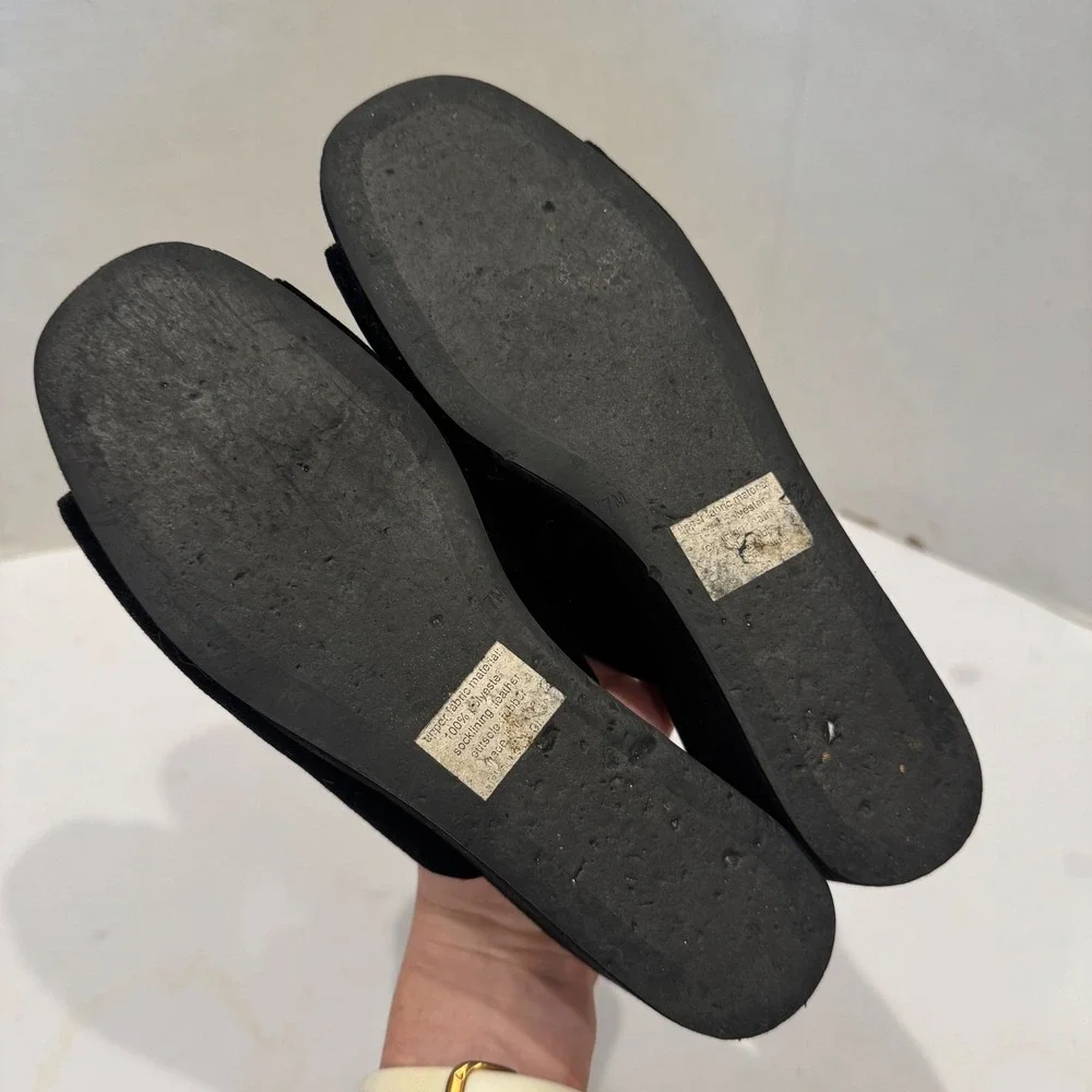 Jeffrey Campbell Willow Wedge Sandals Womens 7 Black Velvet Open Toe Slides 90s